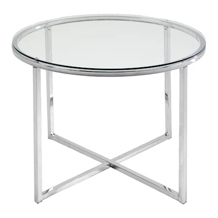 End Table with Round Glass Top